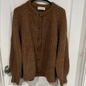 Sezane Emile cardigan in color mottled camel